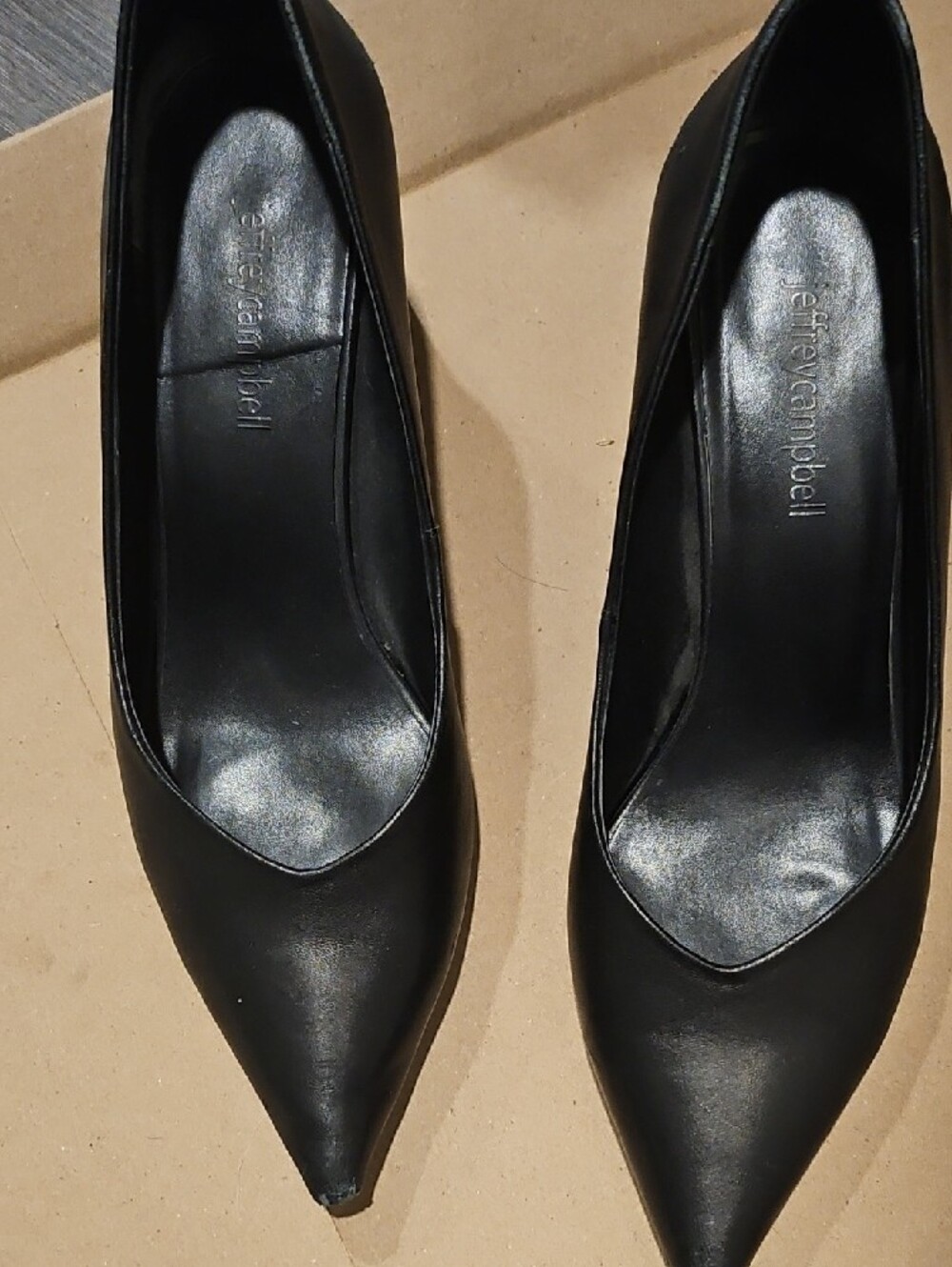 Jeffrey Campbell Black Leather Pointed-Toe Flats (Size 7)